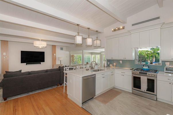 Interior, Kitchen, Living room, Stainless Steel Appliances, Wood Texture Flooring
