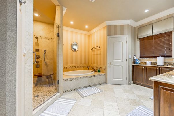 Bathroom, Glass Shower, Interior, Recessed Lighting