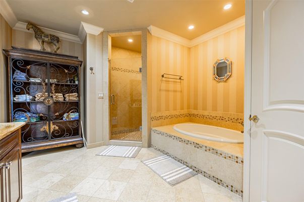 Bathroom, Glass Shower, Interior, Recessed Lighting