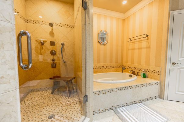 Bathroom, Glass Shower, Interior, Recessed Lighting
