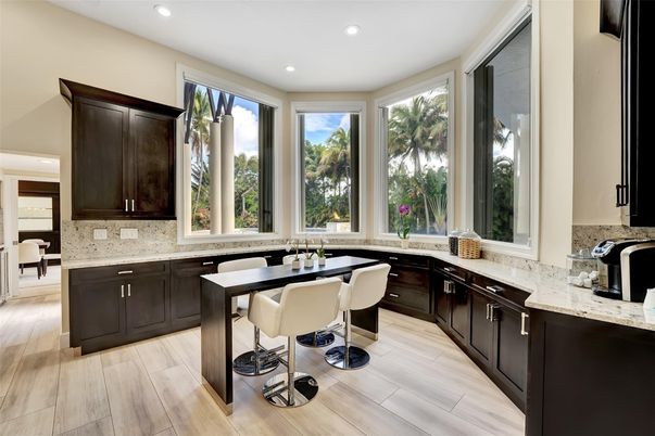 Dining room, Interior, Kitchen, Recessed Lighting, Wood Texture Flooring