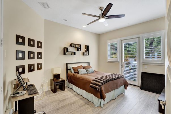 Bedroom, Home Office, Interior, Recessed Lighting, Wood Texture Flooring