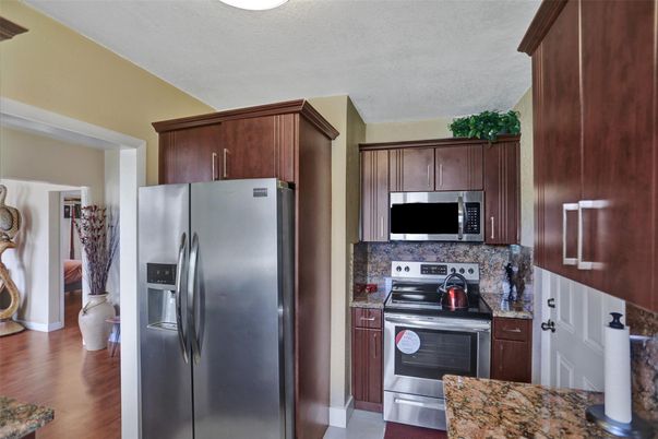 Interior, Kitchen, Stainless Steel Appliances, Wood Texture Flooring