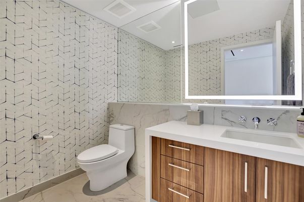 Bathroom, Interior, Marble, Recessed Lighting