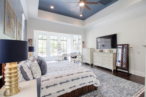 Bedroom, Home Office, Interior, Recessed Lighting, Wood Texture Flooring