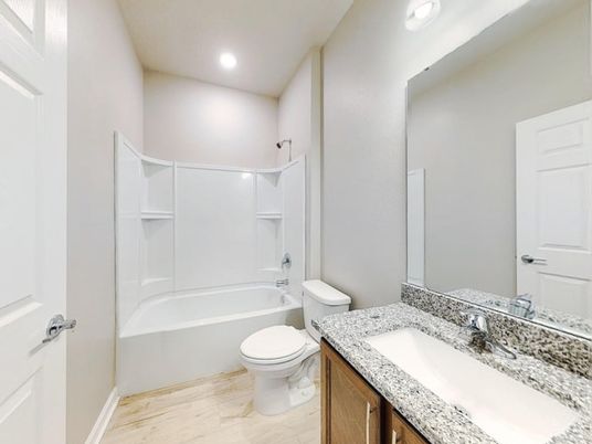 Bathroom, Interior, Recessed Lighting, Wood Texture Flooring