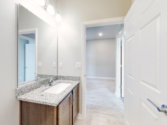 Bathroom, Interior, Recessed Lighting, Wood Texture Flooring