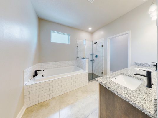 Bathroom, Dual Sink Vanities, Glass Shower, Interior, Recessed Lighting