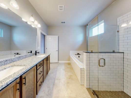Bathroom, Dual Sink Vanities, Glass Shower, Interior