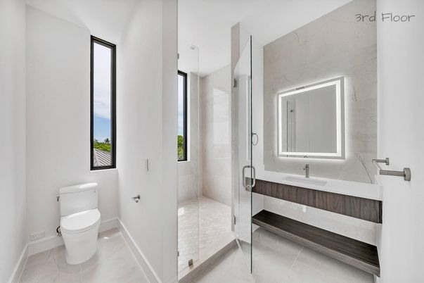 Bathroom, Glass Shower, Interior, Marble Walls