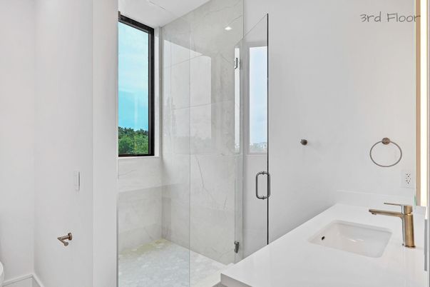 Bathroom, Glass Shower, Interior, Marble Walls