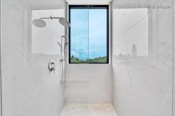Bathroom, Glass Shower, Interior, Marble Walls
