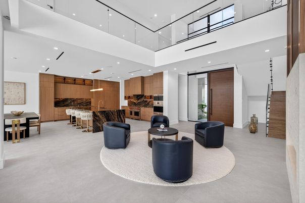 Dining room, Interior, Kitchen, Living room, Pendant Lights, Recessed Lighting, Stainless Steel Appliances