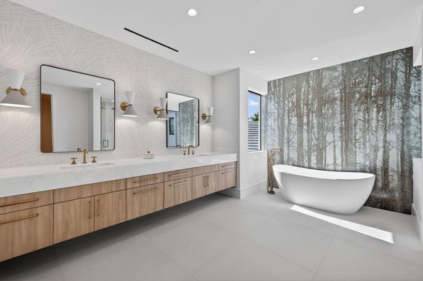 Bathroom, Dual Sink Vanities, Free Standing Baths, Interior, Recessed Lighting