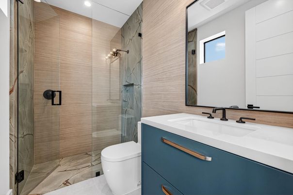 Bathroom, Glass Shower, Interior, Recessed Lighting