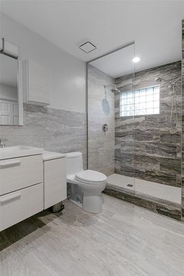 Bathroom, Glass Shower, Interior, Recessed Lighting