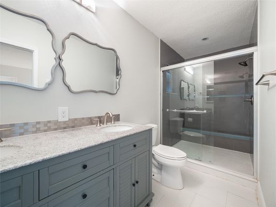 Bathroom, Dual Sink Vanities, Glass Shower, Interior