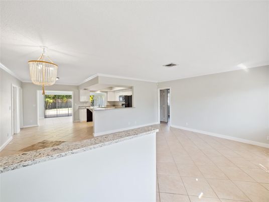 Chandelier, Empty room, Interior, Kitchen