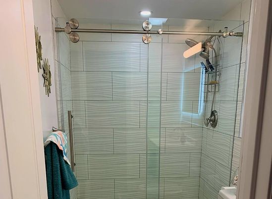Bathroom, Glass Shower, Interior, Recessed Lighting