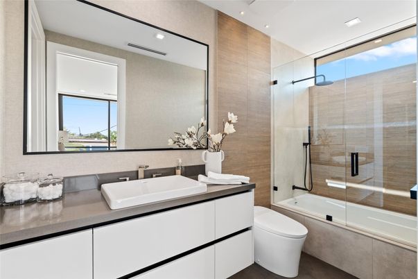 Bathroom, Glass Shower, Interior, Recessed Lighting