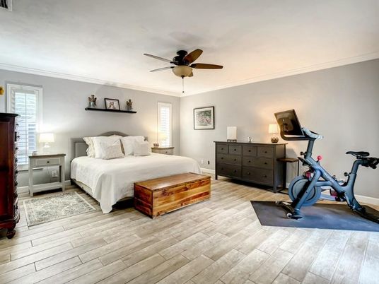 Bedroom, Fitness Equipment, Interior, Wood Texture Flooring