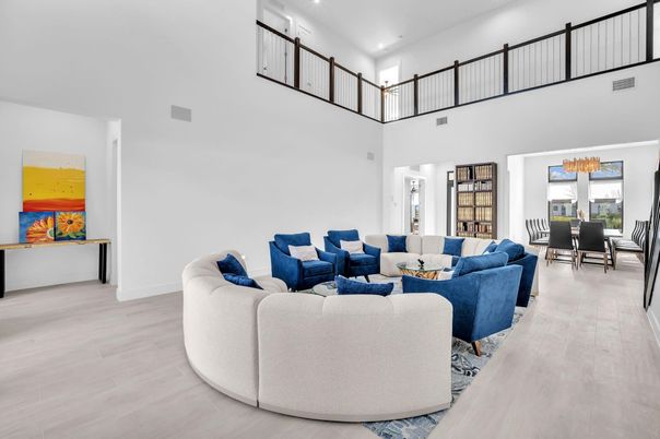 Dining room, Interior, Living room, Recessed Lighting, Wood Texture Flooring