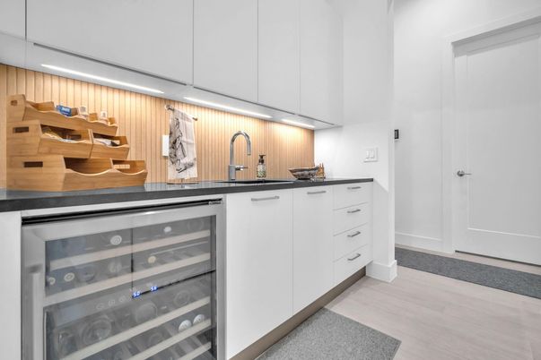 Interior, Kitchen, Stainless Steel Appliances, Wood Texture Flooring, Wooden Walls
