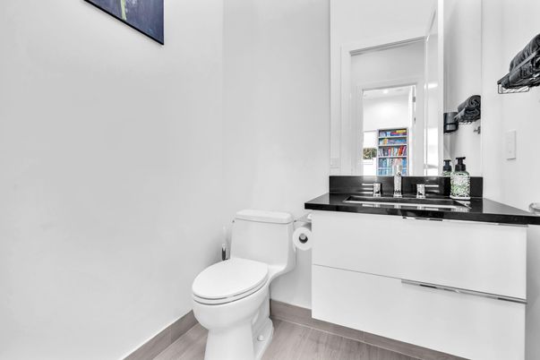Bathroom, Interior, Recessed Lighting, Wood Texture Flooring