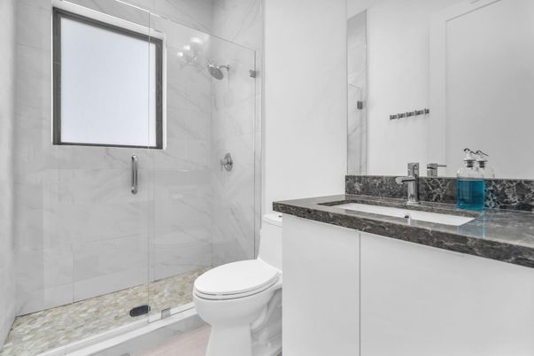 Bathroom, Glass Shower, Interior, Marble Walls