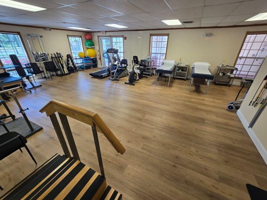 Fitness Equipment, Gym, Interior, Recessed Lighting, Wood Texture Flooring
