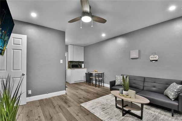 Dining room, Interior, Living room, Recessed Lighting, Wood Texture Flooring