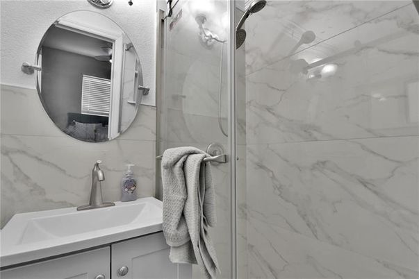 Bathroom, Glass Shower, Interior, Marble Walls