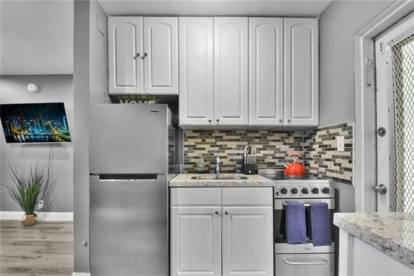 Interior, Kitchen, Stainless Steel Appliances, Wood Texture Flooring