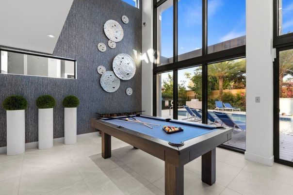 Billiard Table, Game Room, Interior, Recessed Lighting