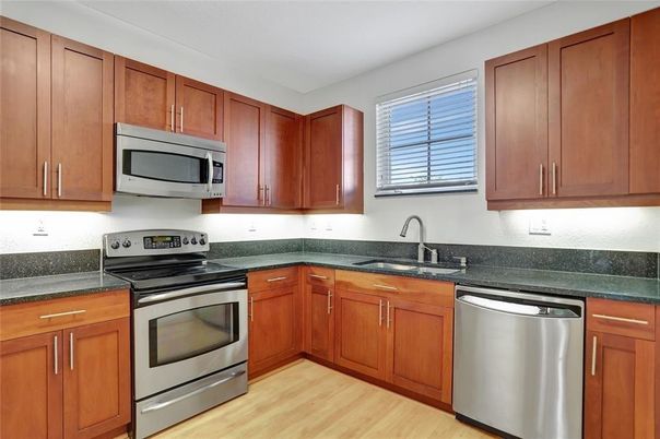 Interior, Kitchen, Stainless Steel Appliances, Wood Texture Flooring