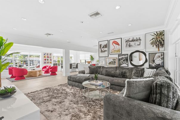 Interior, Living room, Recessed Lighting, Wood Texture Flooring
