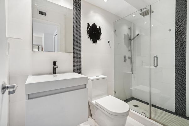 Bathroom, Glass Shower, Interior, Recessed Lighting