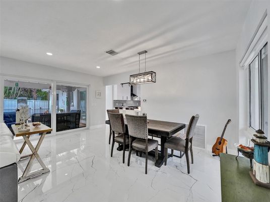 Dining room, Interior, Marble, Pendant Lights, Recessed Lighting