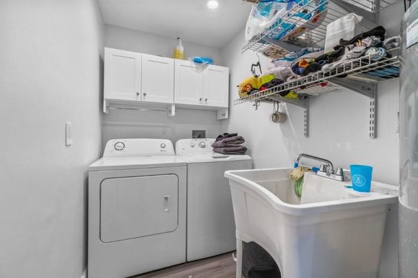 Interior, Recessed Lighting, Utility Closets, Washer, Wood Texture Flooring