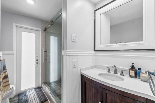 Bathroom, Glass Shower, Interior, Recessed Lighting