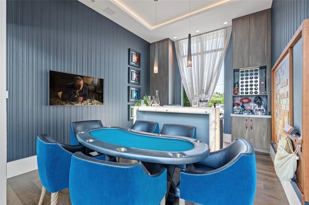 Game Room, Interior, Recessed Lighting, Wood Texture Flooring