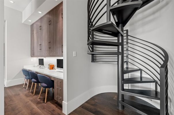 Home Office, Interior, Recessed Lighting, Wood Texture Flooring