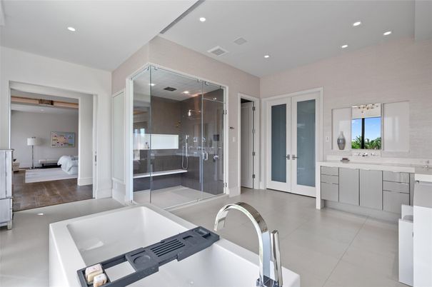 Bathroom, Bedroom, Dual Sink Vanities, Glass Shower, Interior, Recessed Lighting