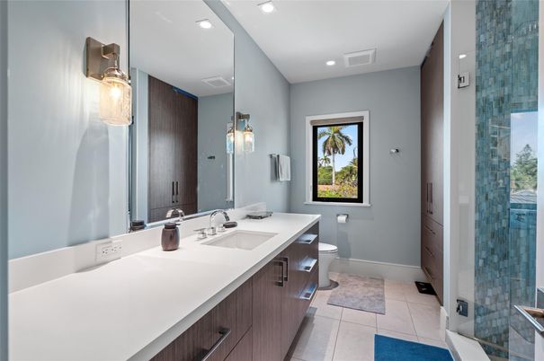 Bathroom, Glass Shower, Interior, Recessed Lighting