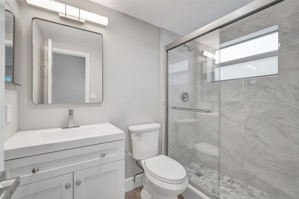 Bathroom, Glass Shower, Interior, Marble Walls