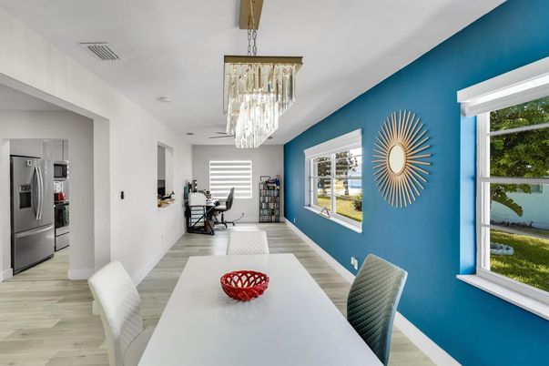 Chandelier, Dining room, Interior, Wood Texture Flooring