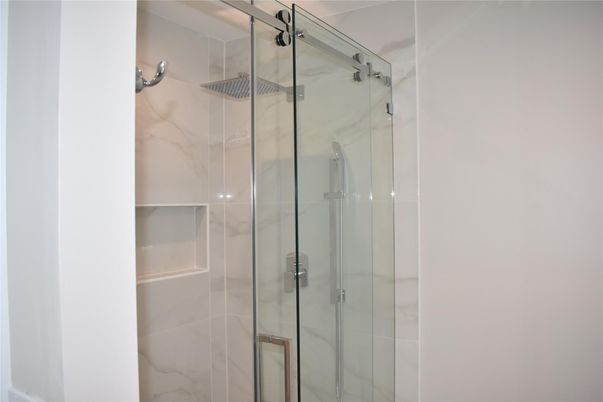 Bathroom, Glass Shower, Interior, Marble Walls