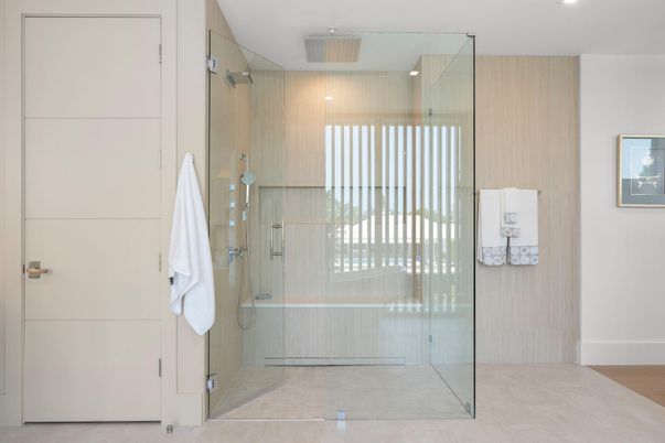 Bathroom, Glass Shower, Interior, Recessed Lighting