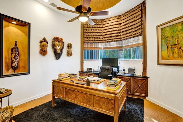 Home Office, Interior, Recessed Lighting, Wood Texture Flooring