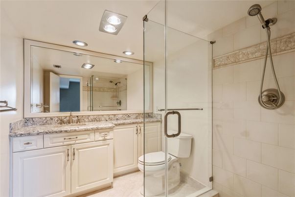 Bathroom, Glass Shower, Interior, Recessed Lighting